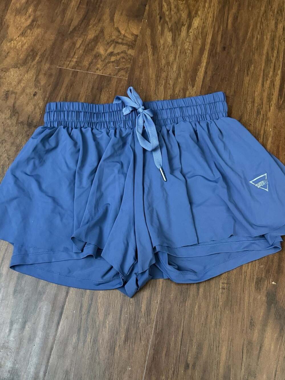 2 in 1 Flowy Running Sports Shorts in Blue